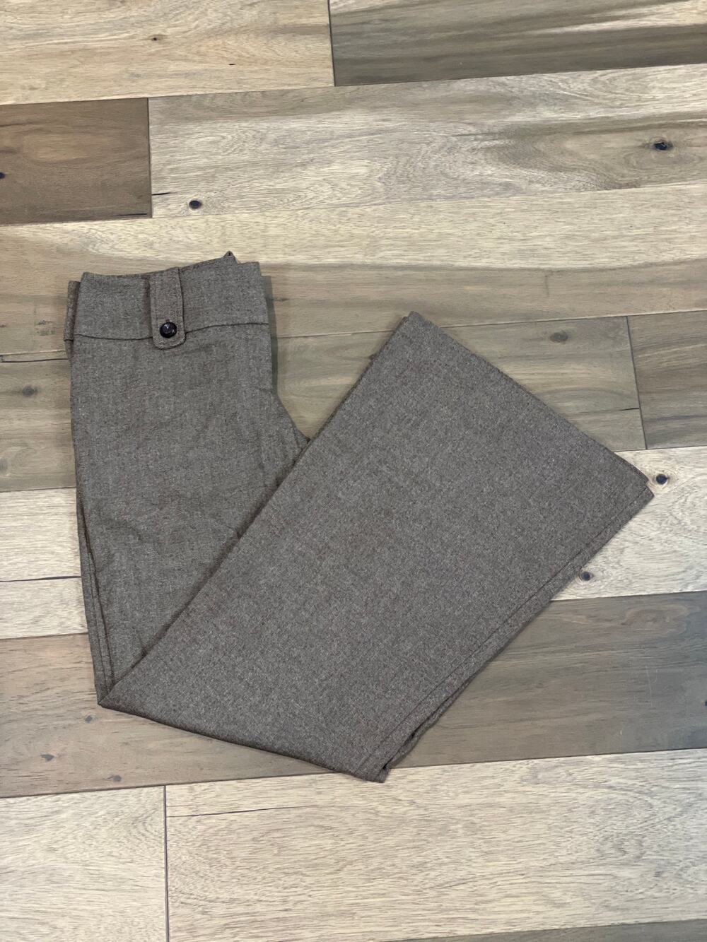 Cache Brown 90s Twill Flare Pants Size 8 USA Button Detail Quiet Luxury
